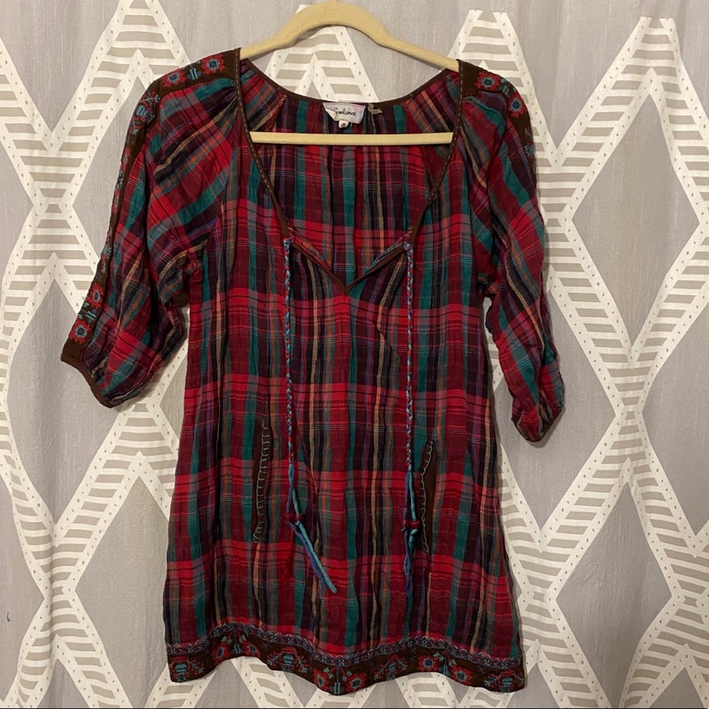 Freelance Plaid Boho Top